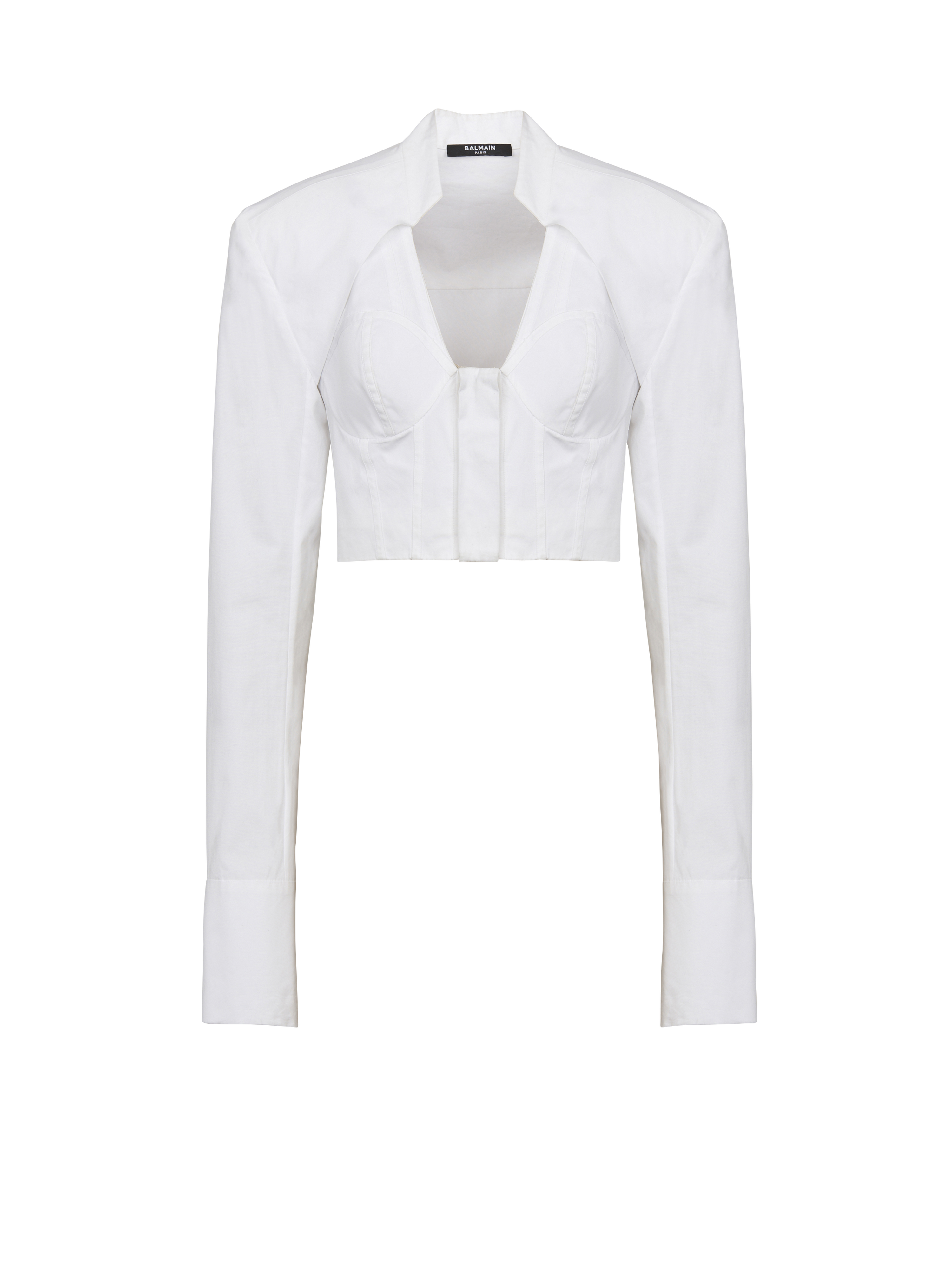 Cropped cotton shirt, white