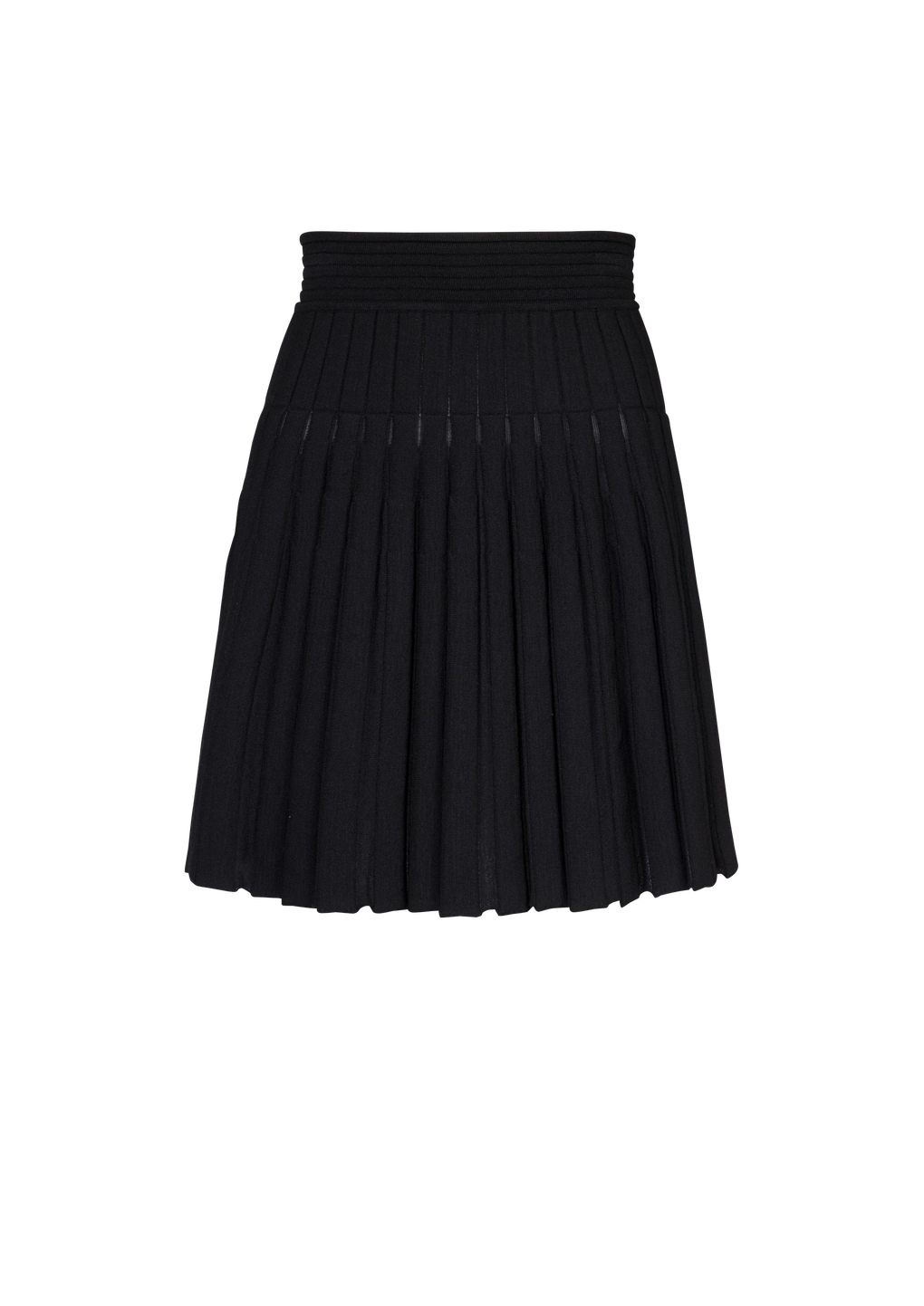 Short pleated knit skirt, black, hi-res