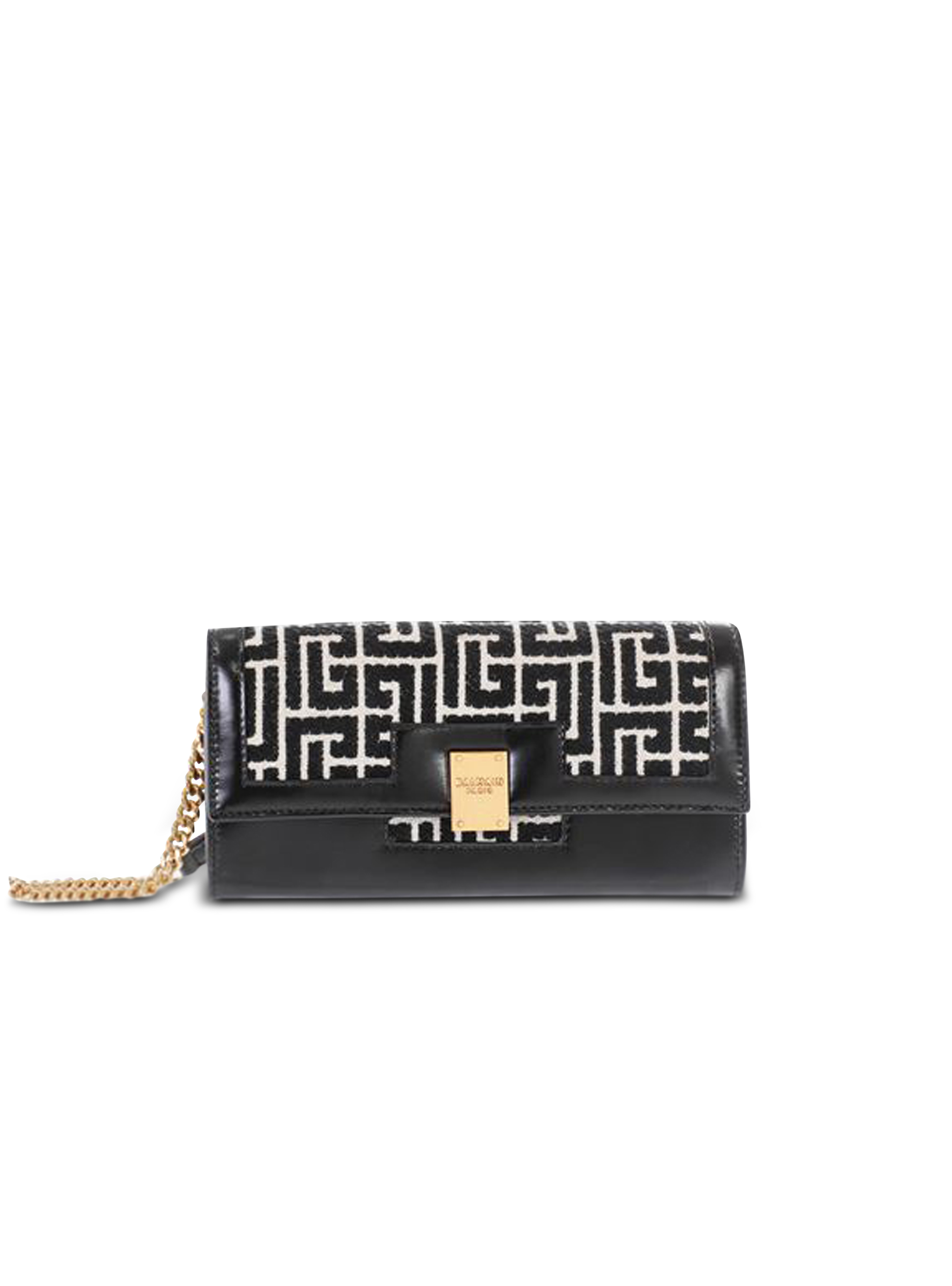 Bicolor jacquard 1945 wallet with chain, black