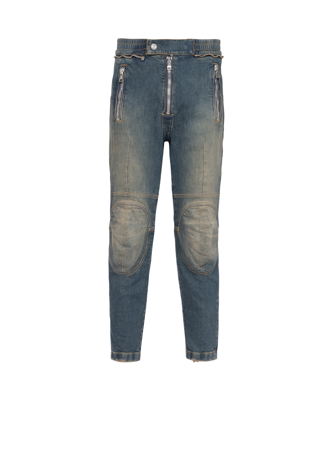 Ripped cotton jeans, blue, hi-res