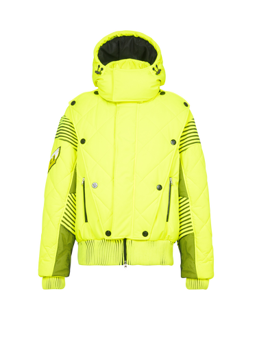 Hooded neon quilted jacket