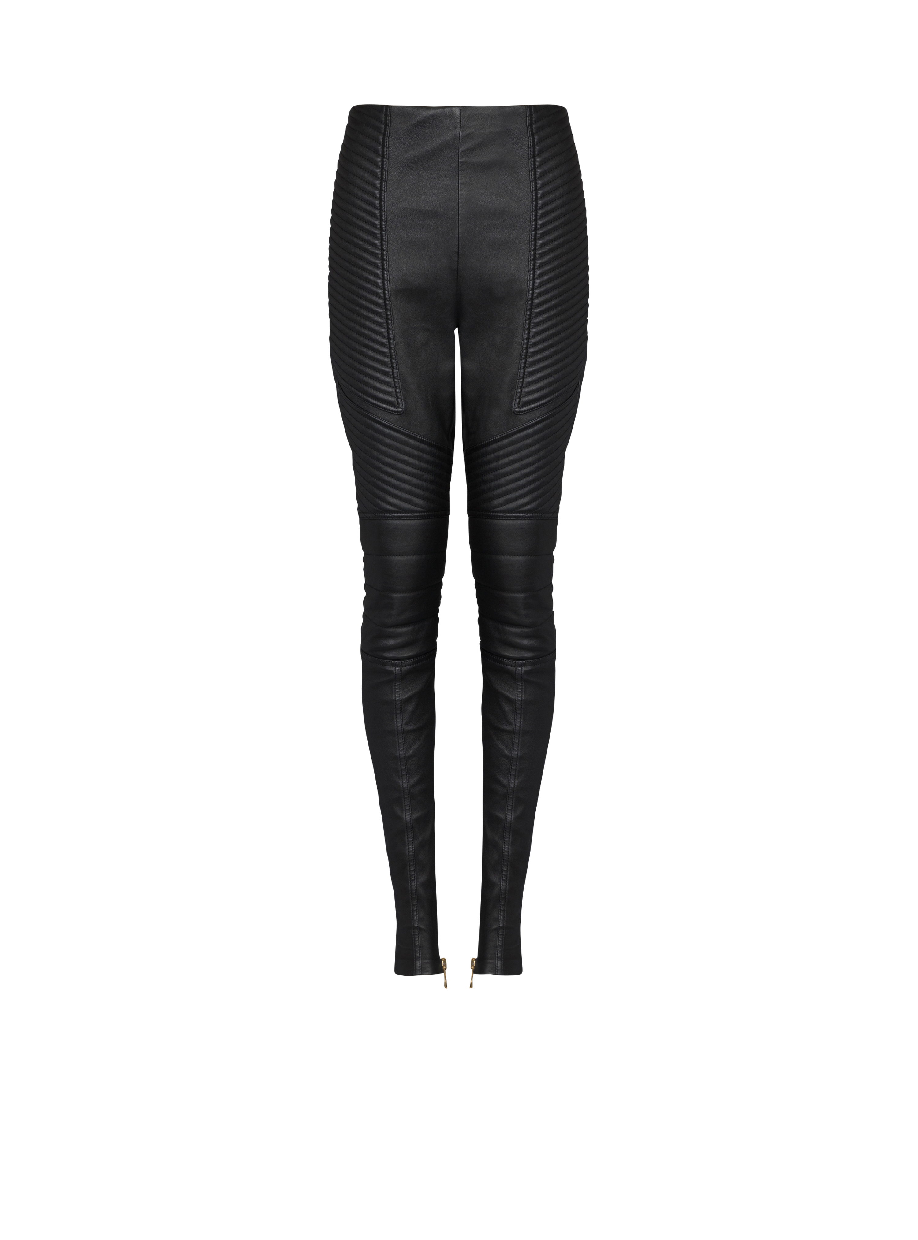 Slim-fit leather trousers, black