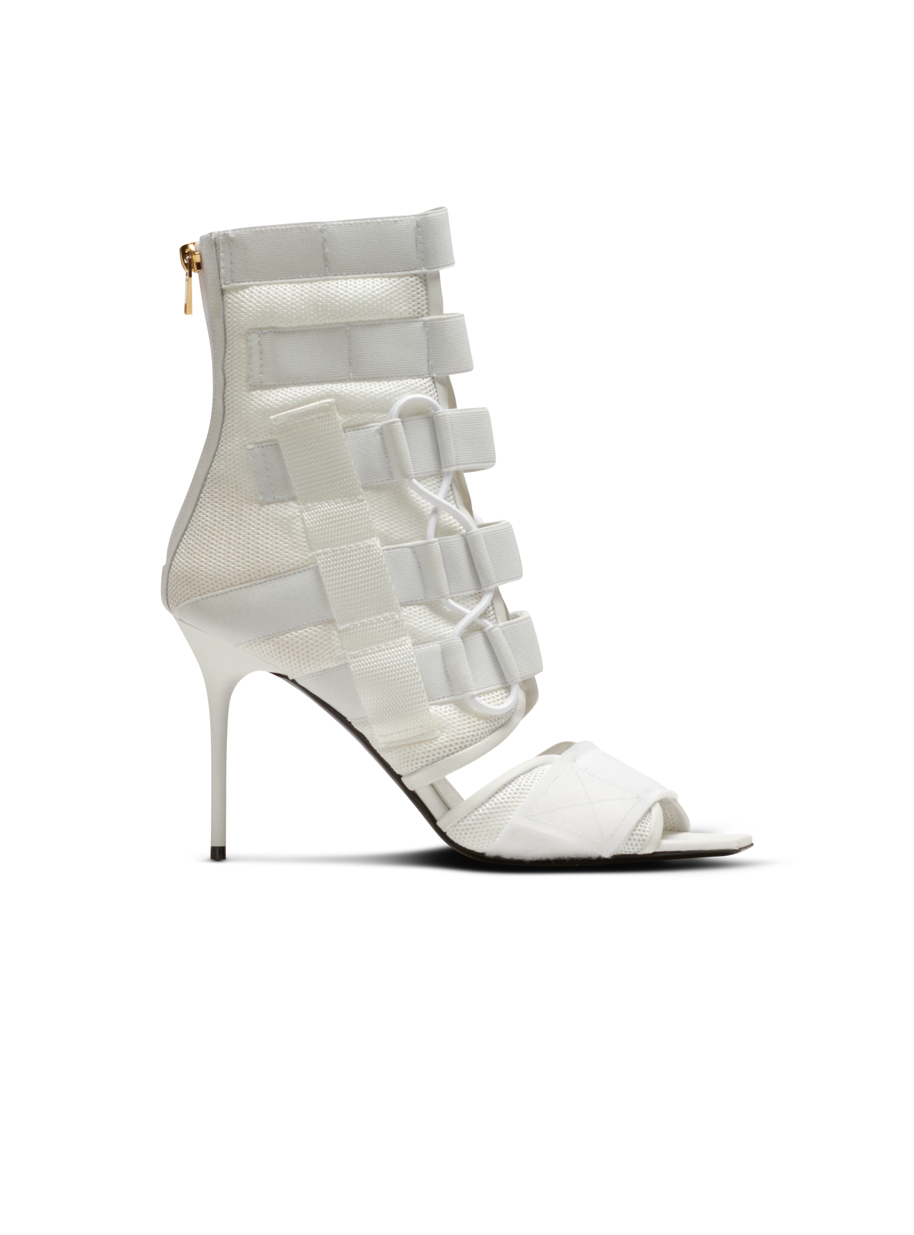 Uma sandals in velcro and mesh, white