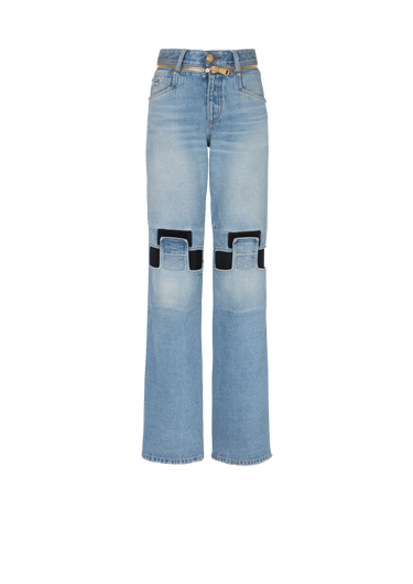 Wide-leg jeans with technical yoke